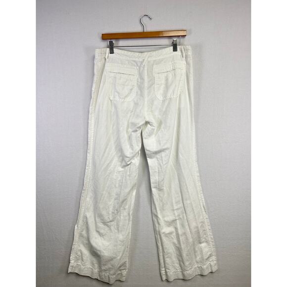Woman's Willi Smith White Wide Leg Linen Blend Pants - Size 8 Beachy Resort - Picture 9 of 15